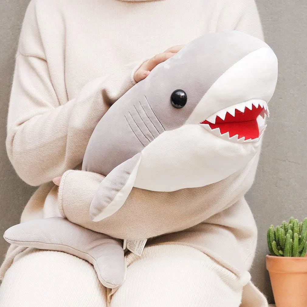 Large White Shark Stuffed Animal Soft Plushie Pillow, 23.6in Giant Grey Shark Plush Hugging Pillow,Cute Plush Toy Kawaii Room Decor for Kids Boys Girls