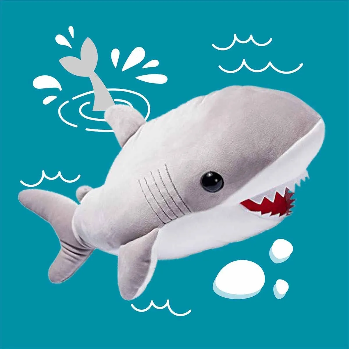 Large White Shark Stuffed Animal Soft Plushie Pillow, 23.6in Giant Grey Shark Plush Hugging Pillow,Cute Plush Toy Kawaii Room Decor for Kids Boys Girls