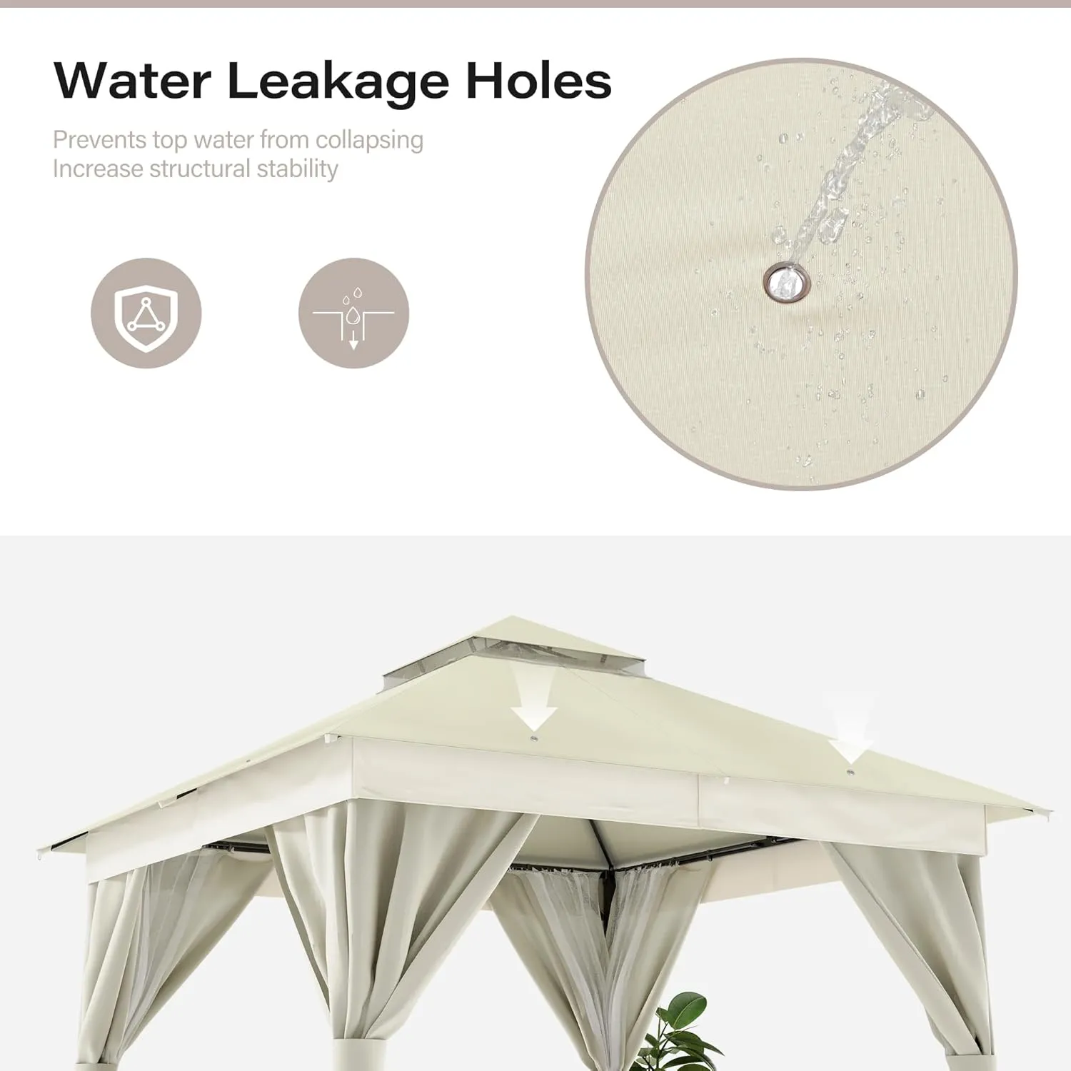LAUSAINT HOME Outdoor Patio Gazebo 10'x10' with Expansion Bolts, Heavy Duty Gazebos Shelter Party Tent with Double Roofs, Mosquito Nettings and Privacy Screens for Backyard, Garden, Lawn, Cream White
