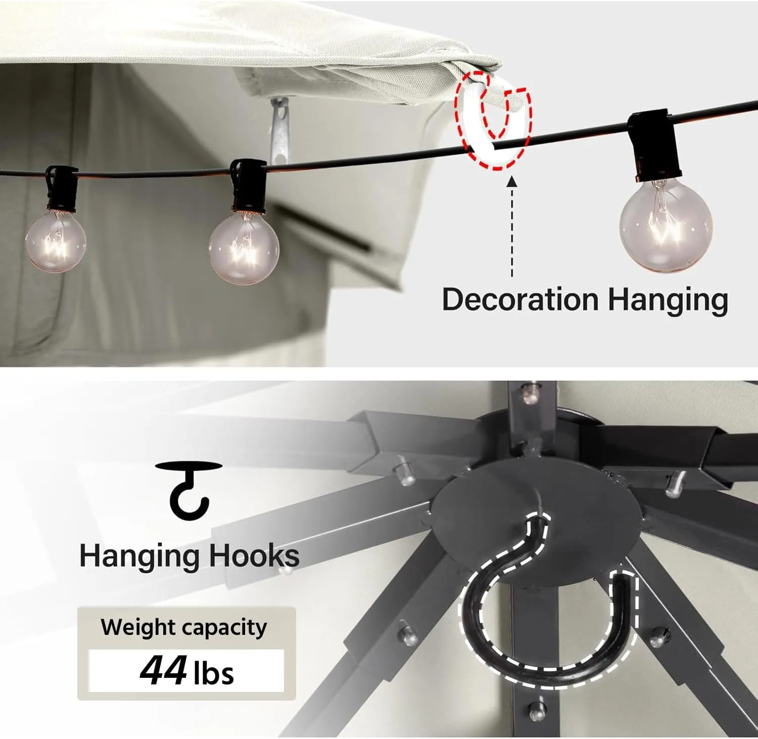 LAUSAINT HOME Outdoor Patio Gazebo 10'x10' with Expansion Bolts, Heavy Duty Gazebos Shelter Party Tent with Double Roofs, Mosquito Nettings and Privacy Screens for Backyard, Garden, Lawn, Cream White