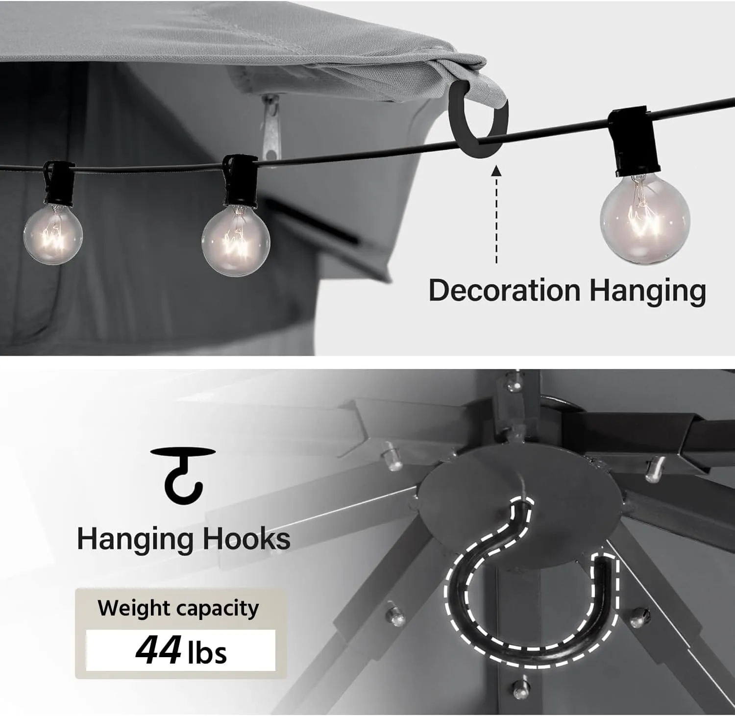 LAUSAINT HOME Outdoor Patio Gazebo 10'x13' with Expansion Bolts, Heavy Duty Party Tent & Shelter with Double Roofs, Mosquito Nettings and Privacy Screens for Backyard, Garden, Lawn, Smoke Grey