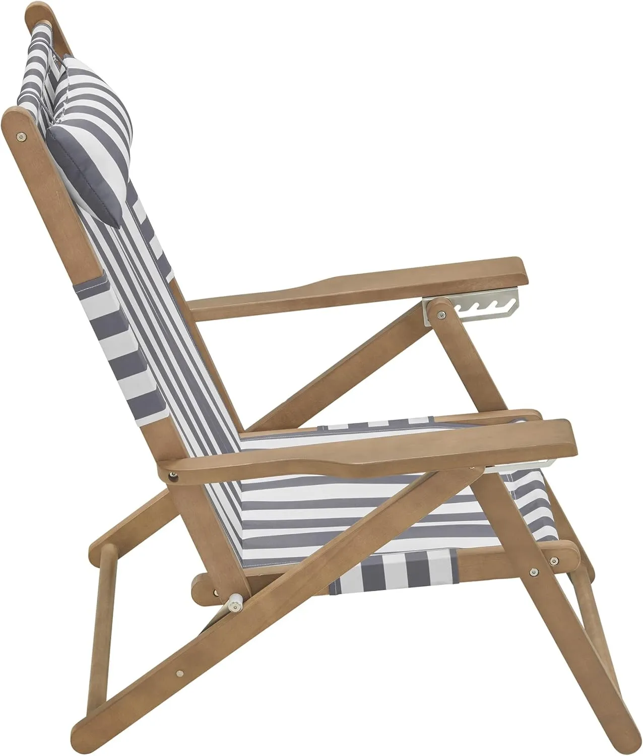 Lavish Home Set of 2 Beach Chair - Outdoor Weather-Resistant Wood Folding Chair with Backpack Straps - 4-Position Reclining Seat - Beach Essentials (Gray)