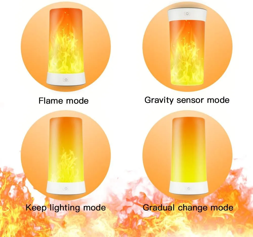 LED Flame Effect Light, Flame Lamp 4 Modes USB Rechargeable Fire Lights Indoor Campfire Outdoor Decorative Lantern Hanging Lamps Fireplace Romantic Light for Home Party Camping Bar