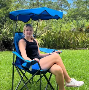 LET'S CAMP Camp Chair with Shade Canopy Folding Camping Recliner Chair with Carry Bag for Outdoor Camping Hiking Beach, Heavy Duty 350 LBS