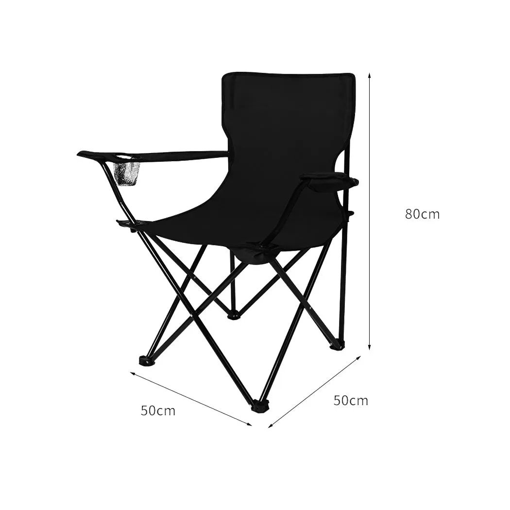Levede Camping Chairs Folding Arm Foldable Black-REMOTE