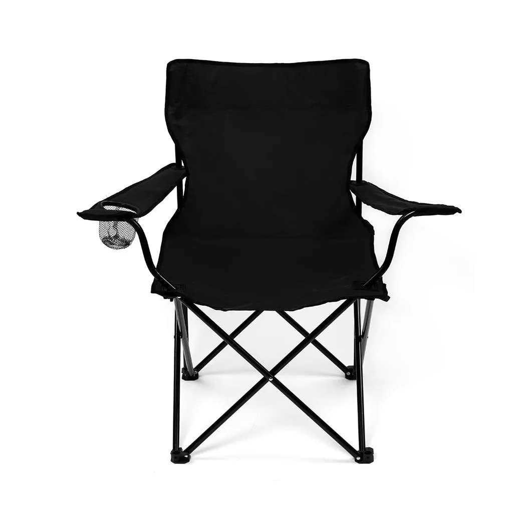 Levede Camping Chairs Folding Arm Foldable Black-REMOTE