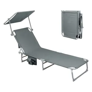 Levede Foldable Lounge Chairs with Canopy Grey-QLD_Rural