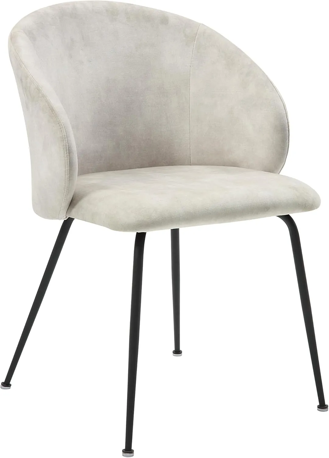 Lexicon Velvet Fabric Upholstered Dining Chairs, Armless Metal Legs Kitchen & Dining Room Chairs, Easy to Assemble Dining Chair, Modern Chair Round Back, Dining Chairs Set of 2, Beige/Black