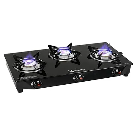Lifelong LLGS18 Glass Top 3 Burner Gas Stove