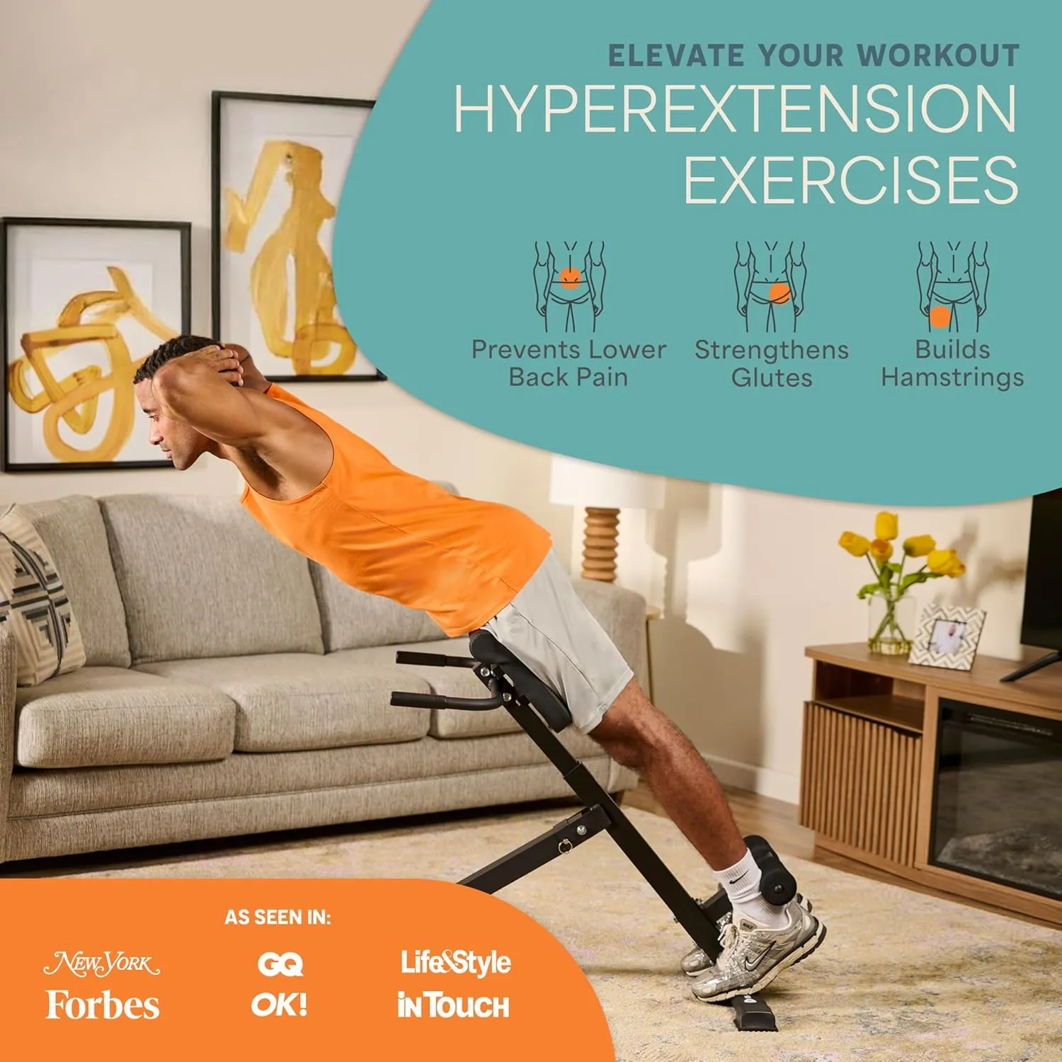 Lifepro Roman Chair Hyperextension Bench - Adjustable Back Extension Machine for Glutes, Hamstrings, and Lower Back - Foldable Multipurpose Exercise Equipment for Home Gym