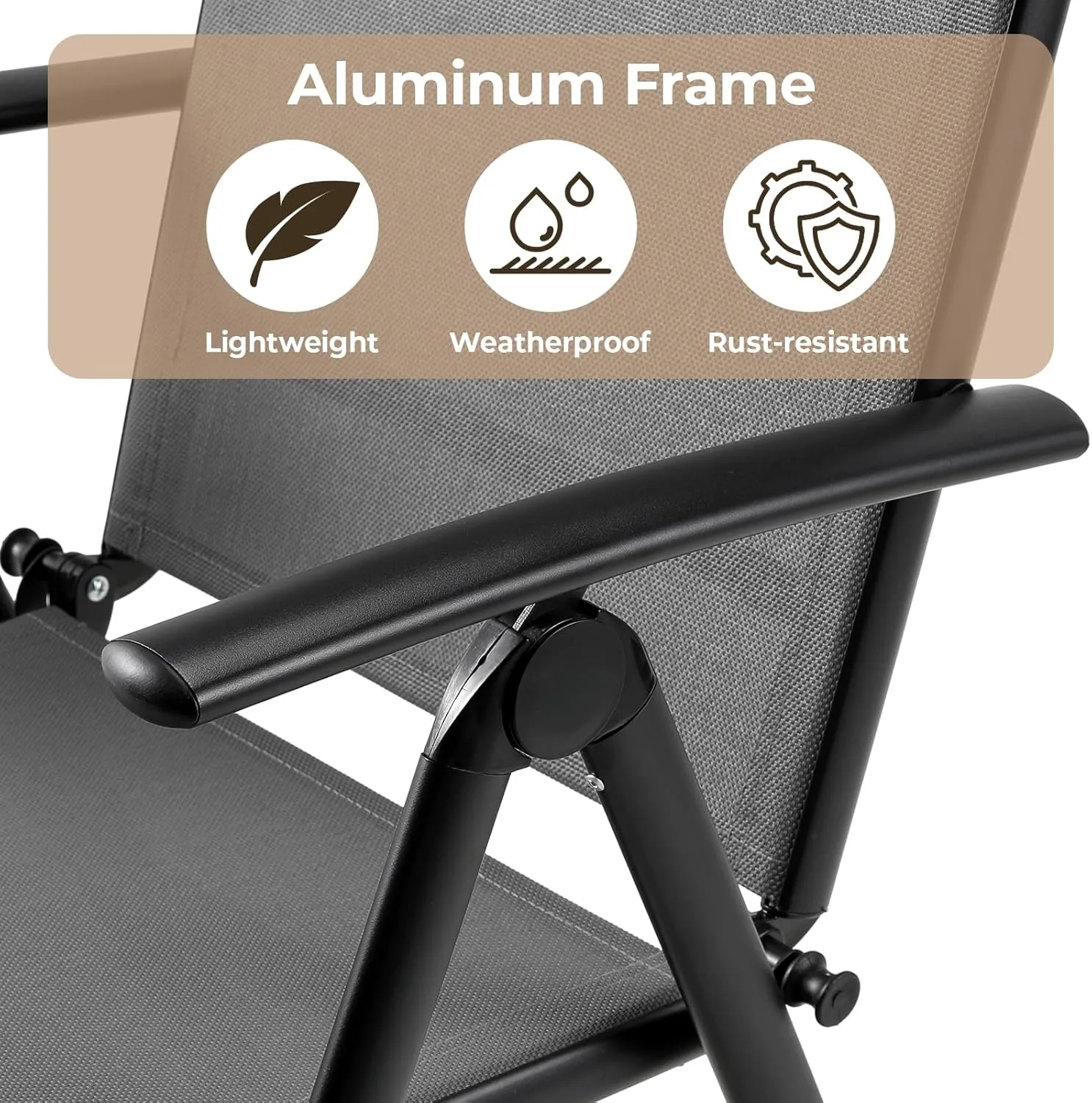 LIFERUN Folding Patio Chairs Set of 2, Outdoor Dining Chairs with Anti-Rust Aluminum Frame and Breathable Textilene Fabric, Weatherproof, No-Assembly, Portable Chairs for Garden, Yard & Balcony
