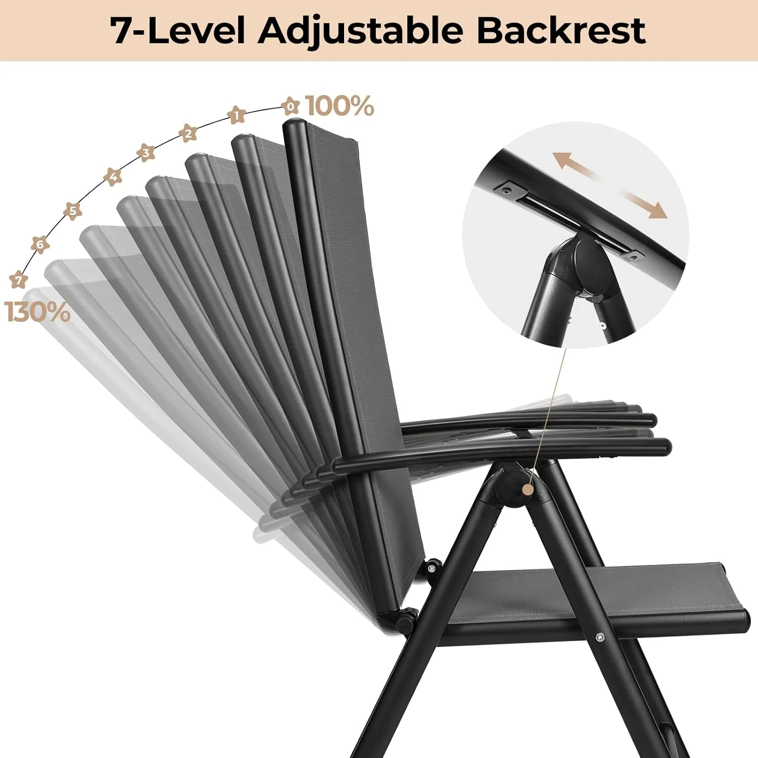 LIFERUN Folding Patio Chairs Set of 2, Outdoor Dining Chairs with Anti-Rust Aluminum Frame and Breathable Textilene Fabric, Weatherproof, No-Assembly, Portable Chairs for Garden, Yard & Balcony