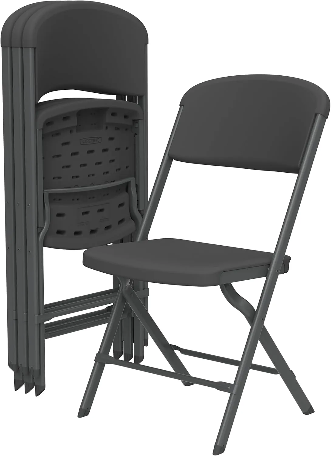 Lifetime Folding Chairs, Heavy Duty Foldable Chair Contoured for Comfort, 4-Pack