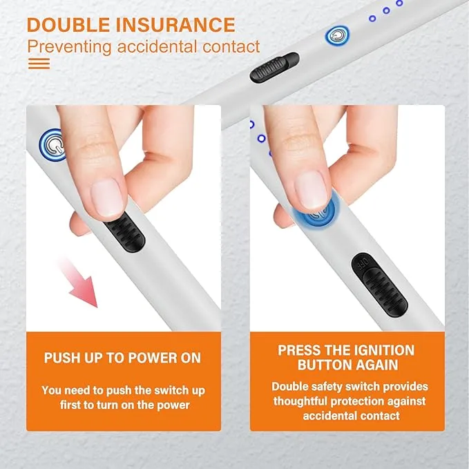 Lighter, Electric Candle Lighter Rechargeable USB Arc Lighters for Camping BBQ Sports - White