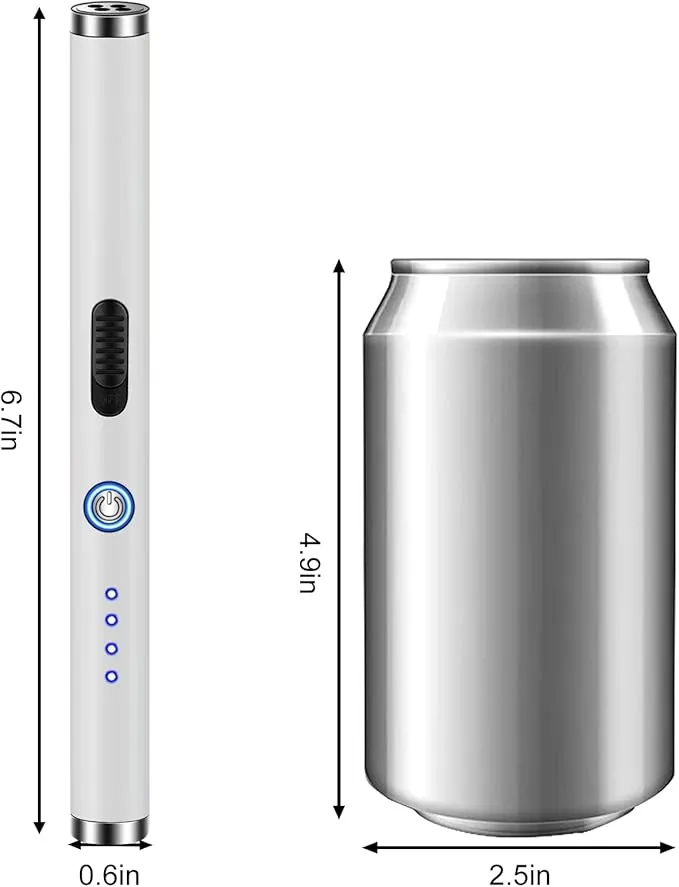 Lighter, Electric Candle Lighter Rechargeable USB Arc Lighters for Camping BBQ Sports - White
