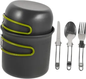 Lightweight Aluminum Camping Pot 2-Piece Set Portable Cooking Utensils Folding Design for 1-2 Person Trips
