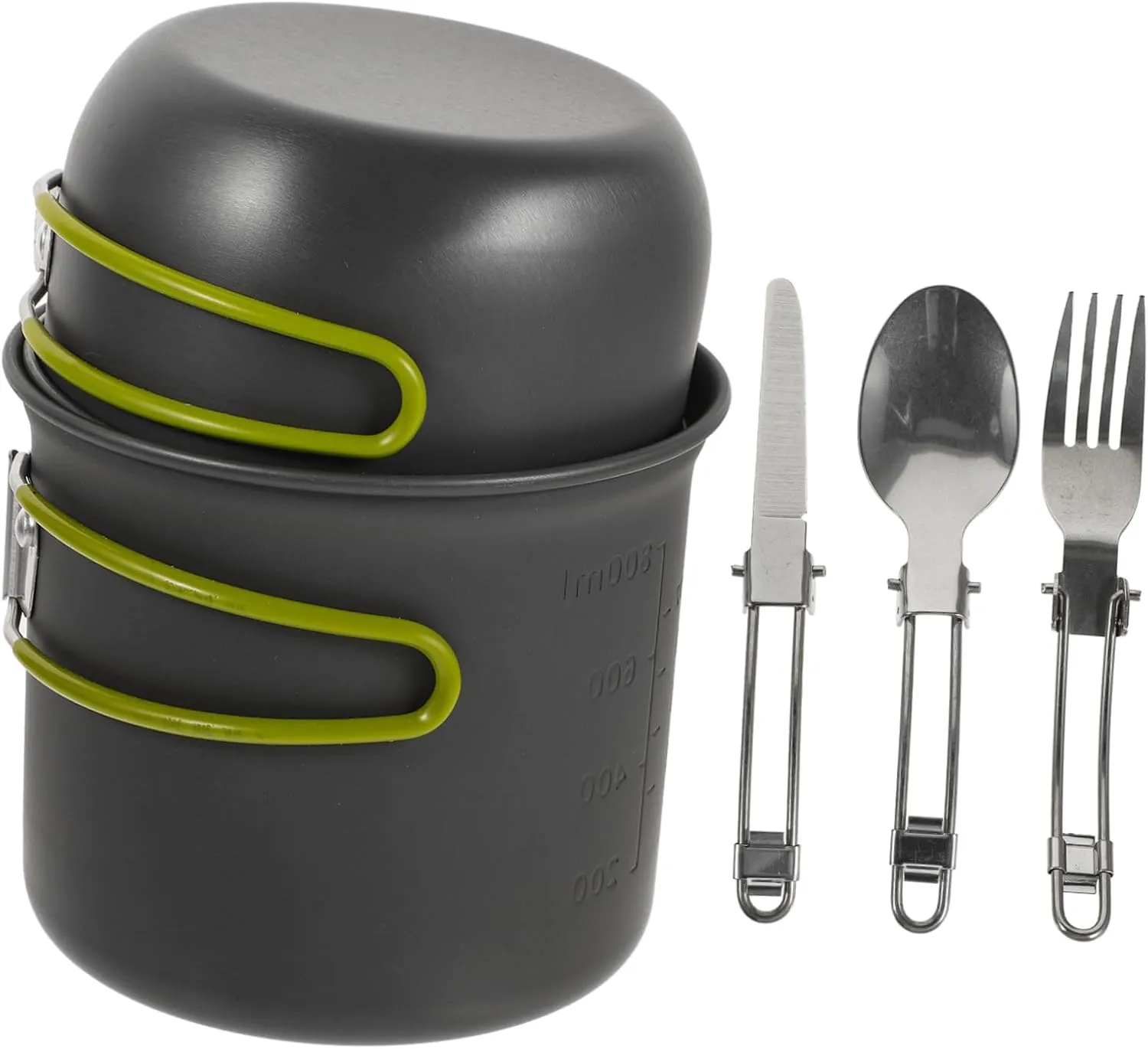 Lightweight Aluminum Camping Pot 2-Piece Set Portable Cooking Utensils Folding Design for 1-2 Person Trips