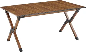 Lightweight Aluminum Folding Outdoor Table with Storage Basket & Carry Bag – 27.56" Portable Roll-Up Square Table for Camping, Beach, BBQ, Patio, 120lbs Capacity, Easy-Clean Surface (Brown)