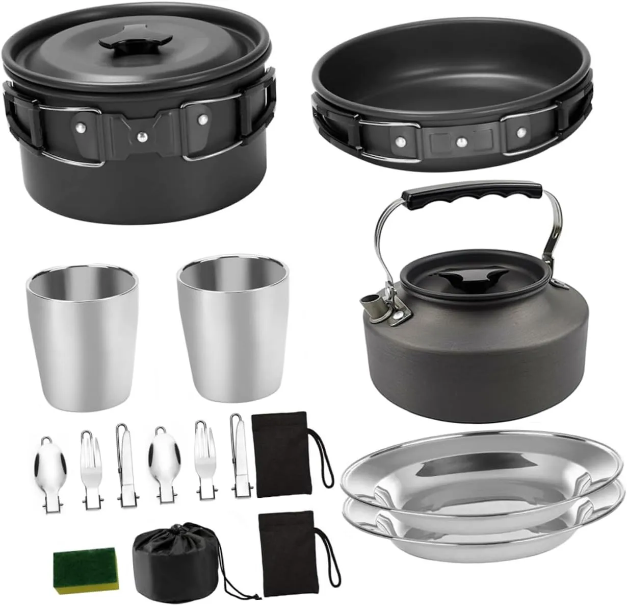 Lightweight Cooking Set for Camping Non-Stick Cookware Portable Grill Collapsible Comfortable
