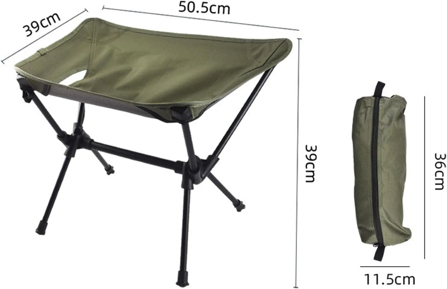 Lightweight Folding Camping Chair, Stable Compact Stool for Outdoor, Travel, Beach, Hiking, Picnic, Supports 220Lbs (Green)