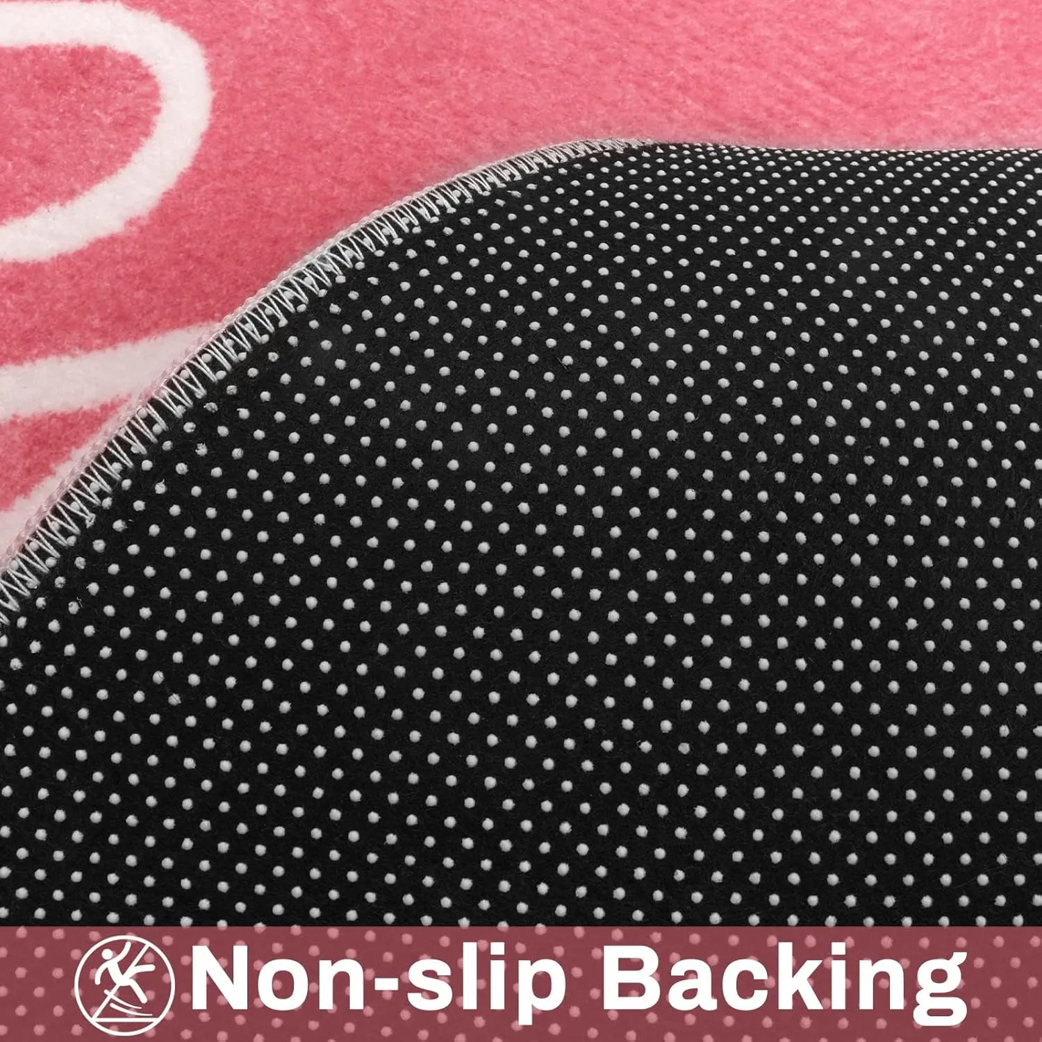 LIVEBOX Round Kids Rug for Girls, Non-Slip Washable Carpet for Baby Nursery, Small Rugs for Bedroom, ABC Circle Soft Princess Playmat for Playroom Classroom Tent (40" Pink)