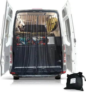 Living in a Bubble Van Bug Screen for Mid & High Roof Mercedes Sprinter, Ford Transit & Other Campervans, Universal Size Rear Door Flyscreen Mosquito Net, Center Zipper Closure (Large)