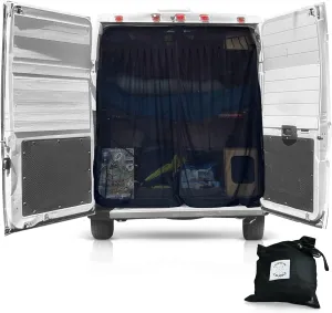 Living in a Bubble Van Bug Screen for RAM Promaster High Roof and Other Campervans, Universal Size Rear Door Flyscreen Mosquito Net, Center Zipper Closure