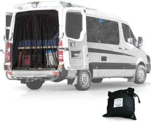 Living in a Bubble Van Bug Screen for Standard Roof Mercedes Benz Sprinter and Ford Transit, Universal Size Rear Door Flyscreen Mosquito Net, Center Zipper Closure