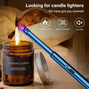 Long Neck Windproof arc Lighter, Candle Lighter, Suitable for Gas Stove Fireplace Grill Kitchen Grill(Color:Silver)