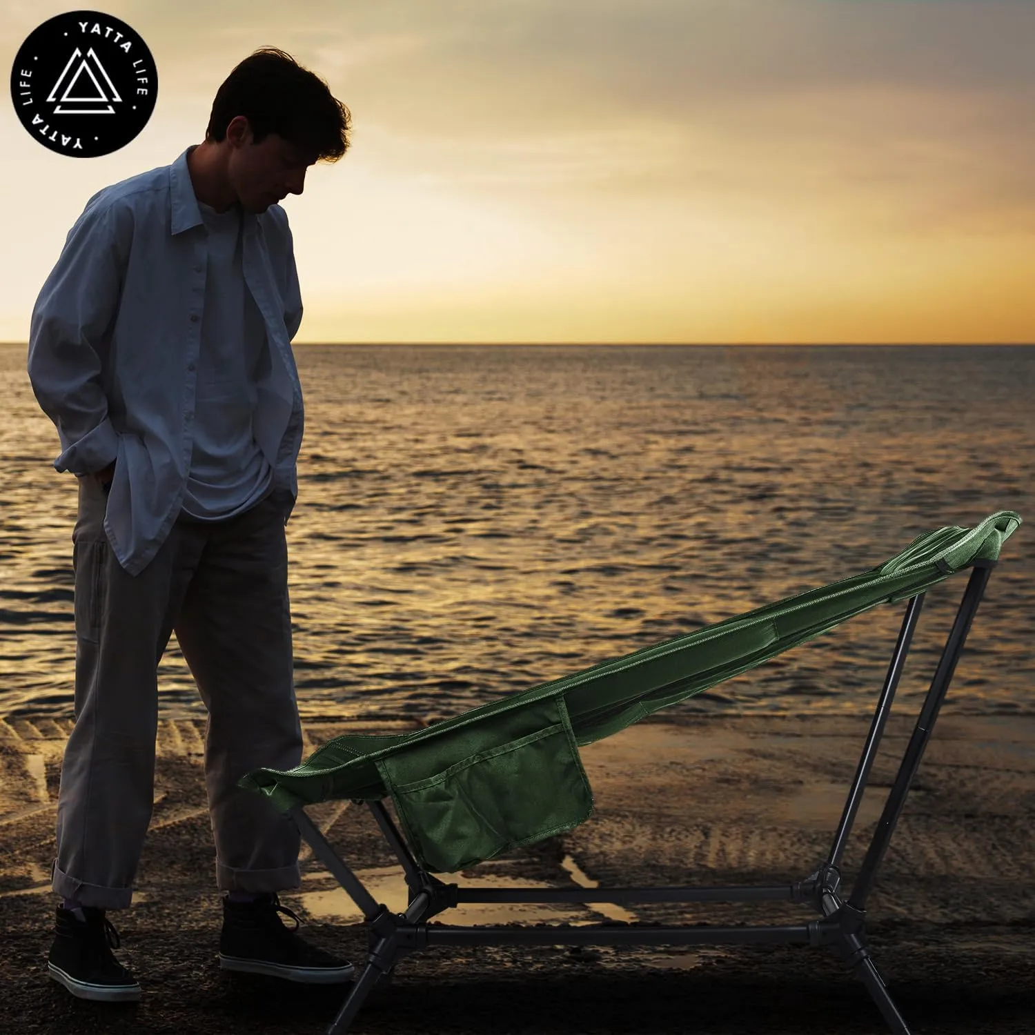 Low Back Folding Camping Chairs for Adults with Storage Pouches & Carrying Case - Foldable Lawn Chairs, Beach Chair, Fishing Chair, Portable Lightweight Outdoor Chair. (Black)