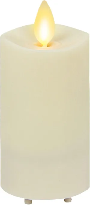 Luminara Outdoor Slim Pillar Flameless LED Candle, Ivory 2" x 4.5", Moving Flame Weather Resistant Timer Ready Battery Operated Safe Melted Edge