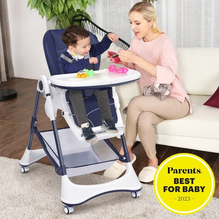 Luxury A-Shaped Multifunctional Baby High Chair With 360 Wheels