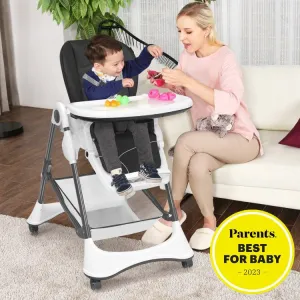 Luxury A-Shaped Multifunctional Baby High Chair With 360 Wheels
