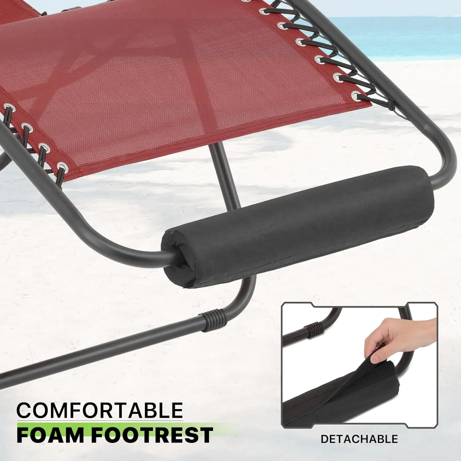 Magshion Oversized XL Zero Gravity Lounge Chairs Set of 2 with Cup Holder Tray, 29" Patio Recliner Chair Foldable Outdoor Anti-Gravity Chairs with Foot Rest Cushion, Maroon (330lb Weight Capacity)