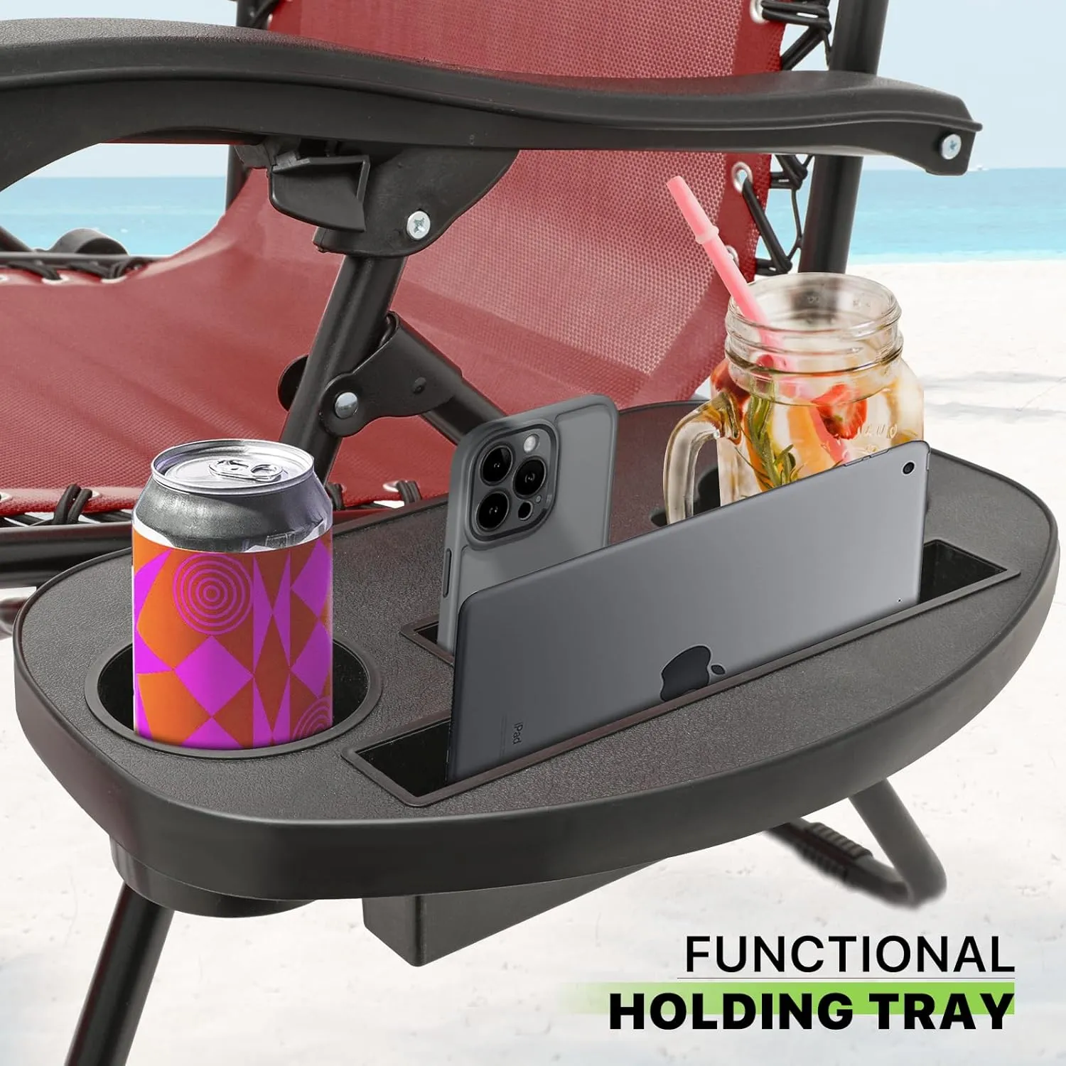 Magshion Oversized XL Zero Gravity Lounge Chairs Set of 2 with Cup Holder Tray, 29" Patio Recliner Chair Foldable Outdoor Anti-Gravity Chairs with Foot Rest Cushion, Maroon (330lb Weight Capacity)