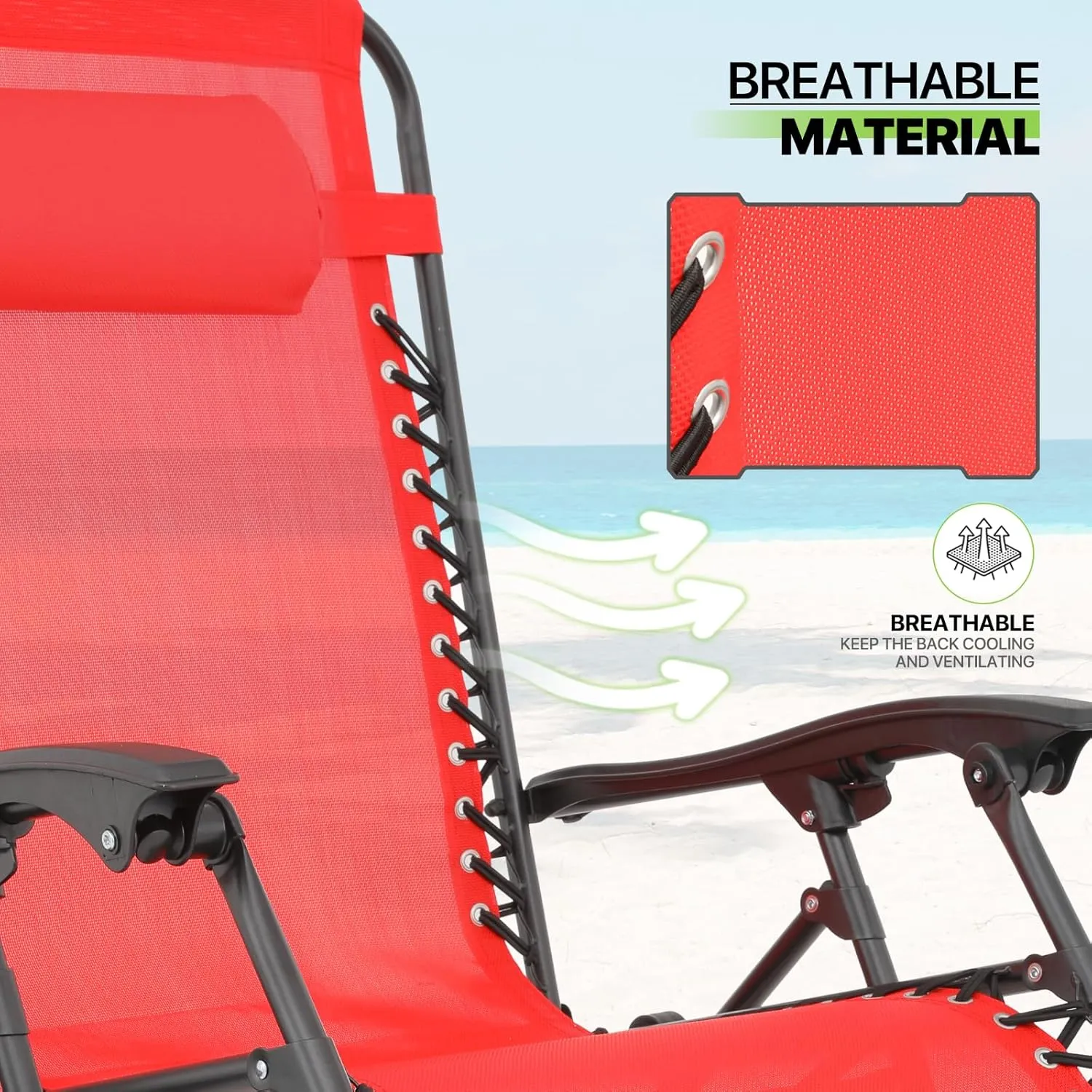 Magshion Oversized XL Zero Gravity Lounge Chairs Set of 2 with Cup Holder Tray, 29" Patio Recliner Chair Foldable Outdoor Anti-Gravity Chairs with Foot Rest Cushion, Red (330lb Weight Capacity)