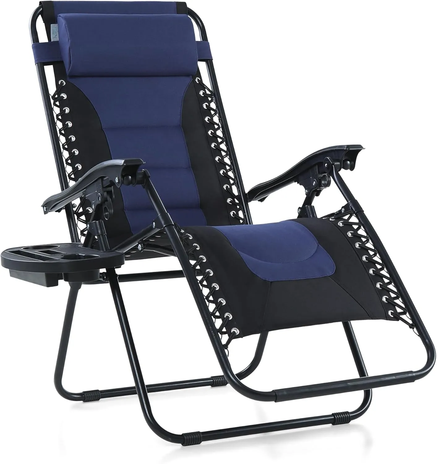 MAISON ARTS Padded Zero Gravity Lawn Chair Foldable Patio Recliner Anti Gravity Lounge Chair w/Pillow & Cup Holder Outdoor Camp Chair for Poolside Backyard Beach, Support 350LBS, Blue