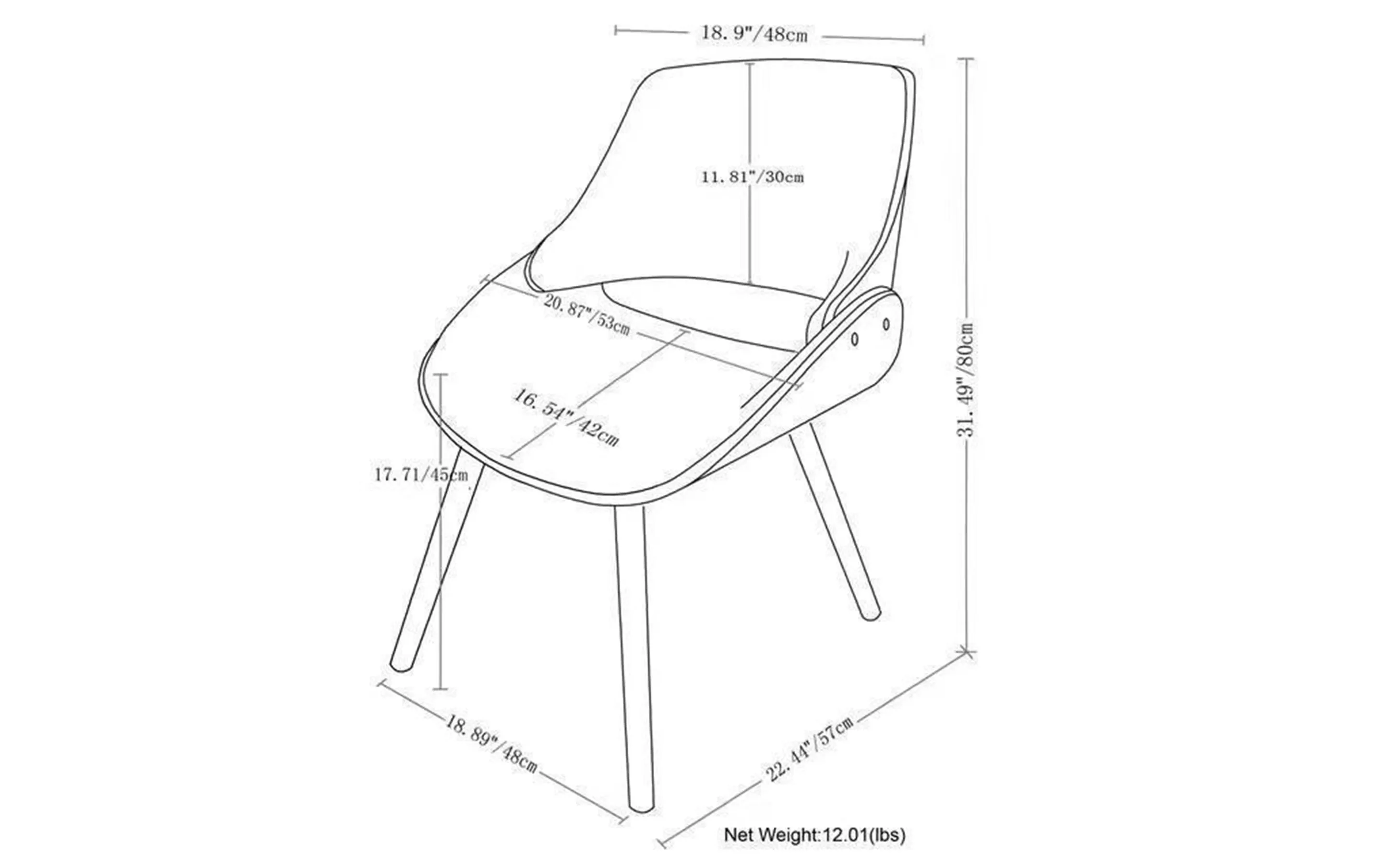 Malden Dining Chair with Wood Back