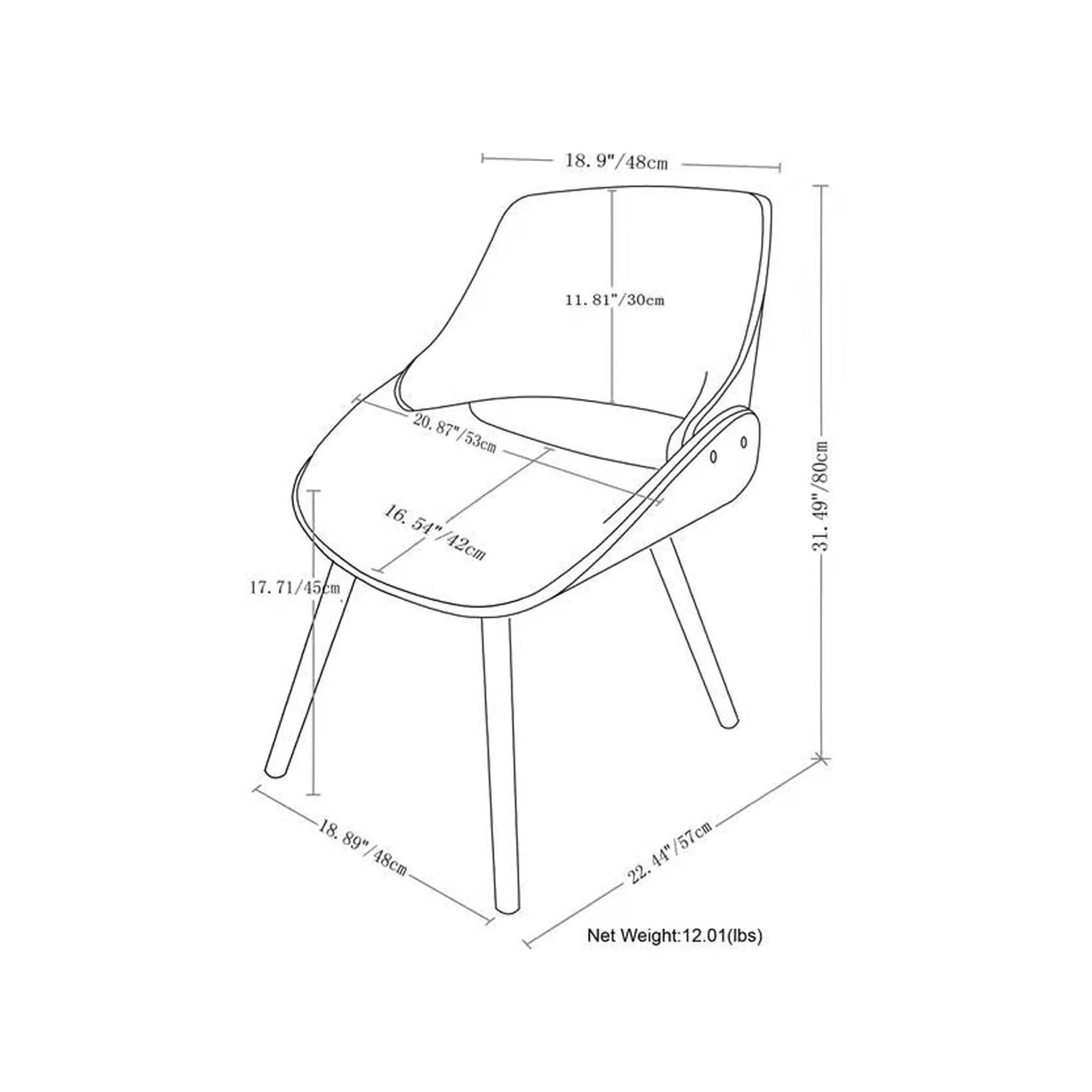Malden Dining Chair with Wood Back
