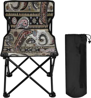 Mandala Colorful Flower Pattern Portable Outdoor Folding Chair Anti-Slip Padded Oxford Cloth Stool Camping Chair Small for Beach Hiking Fishing Gardening Quad Camp Chair