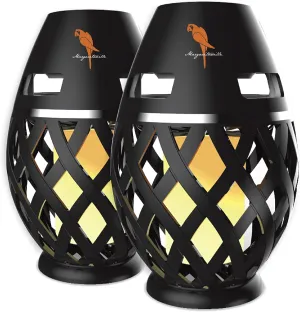 Margaritaville Tiki Torch - Waterproof Bluetooth Speaker, Portable Party Speaker with Flickering LED Lights, Perfect for Travel, Parties, Yards, and Pools (2 Pack)