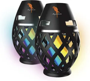 Margaritaville Tiki Torch - Waterproof Bluetooth Speaker, Portable Party Speaker with Multicolor LED Lights, Perfect for Travel, Parties, Yards, and Pools (2 Pack)