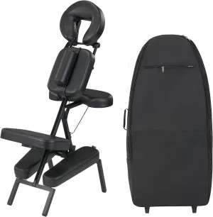 Master Massage Apollo Portable Massage Chairs, Ergonomically Designed Foldable Massage Therapy Chair, Folding Lightweight Massage Chair with Larger Cushion and Wheels Bag-in Black