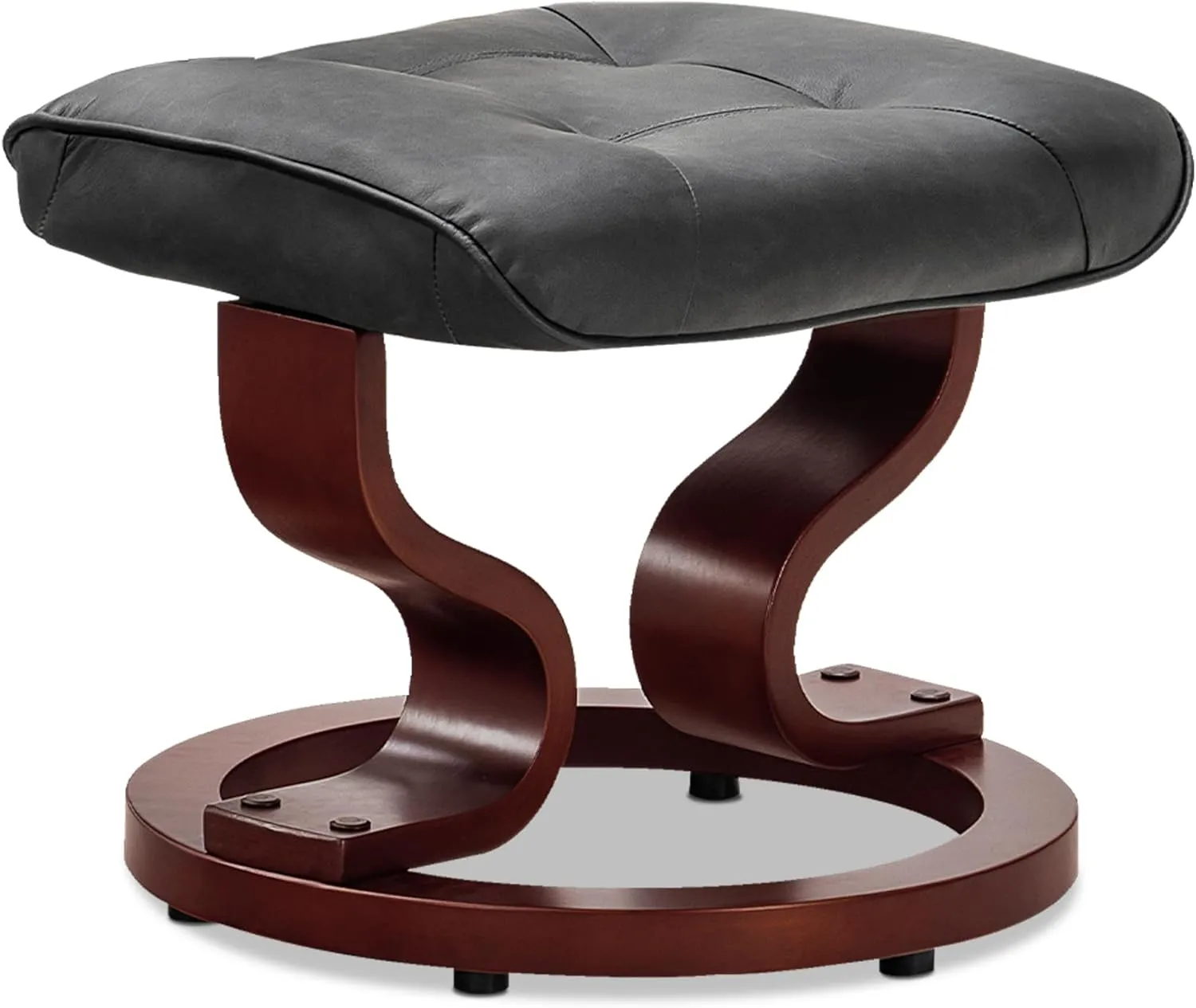 MCombo Manual Swivel Recliner with Ottoman, Chair Ottoman Set for RV Small Spaces, Living Room, Bedroom, Office 9019 4919 (Faux Leather, Dark Grey)
