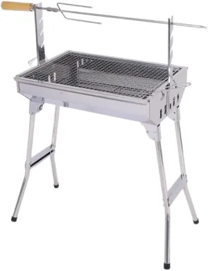 Medium Stainless Steel Mesh Grill with Fork Outdoor Portable Folding Barbecue Rack (D Light Grey)