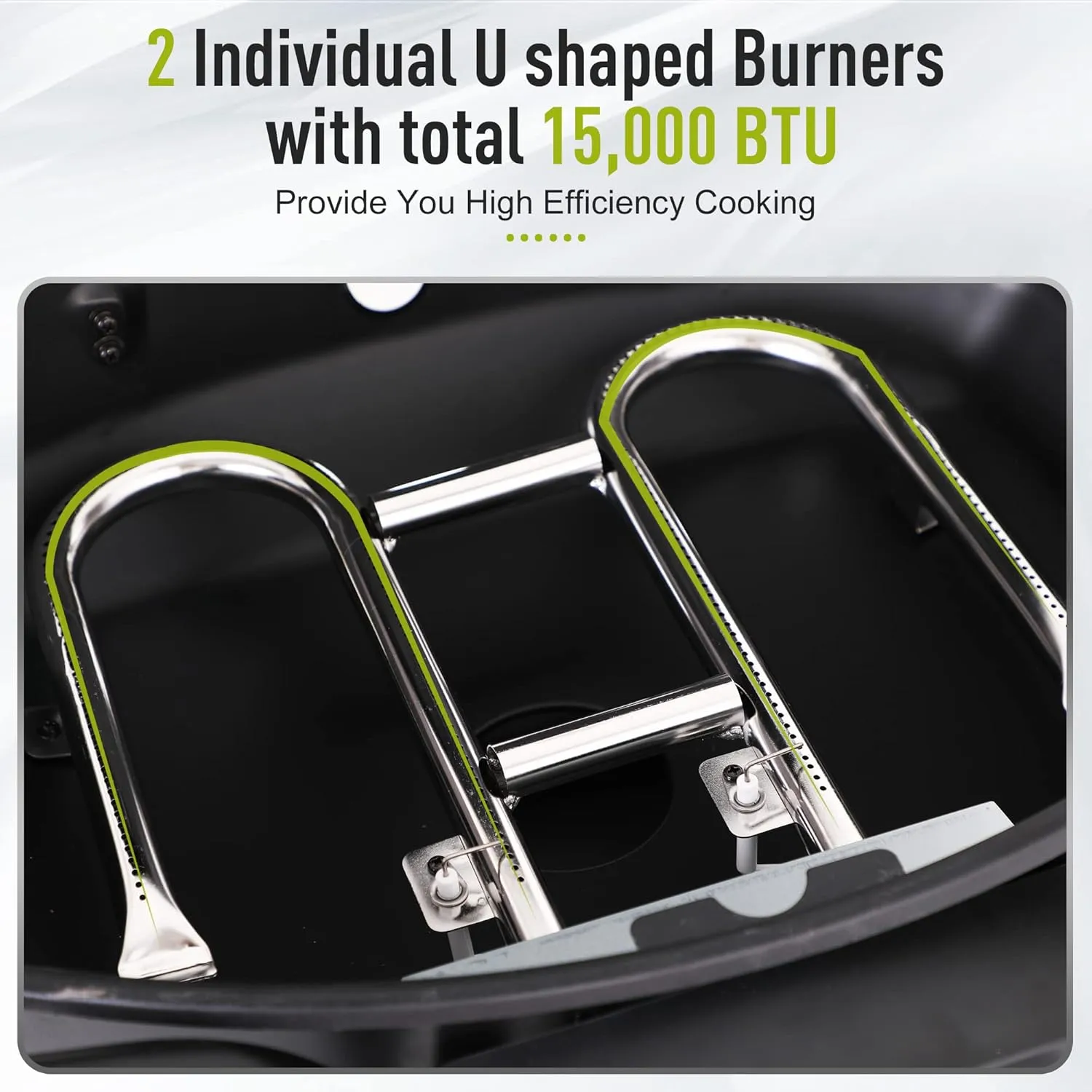 MFSTUDIO Portable barbecue grill with 2 Stainless Steel Burners, TableTop Propane Gas grills with Side Tables, small countertop grill for outdoor camping,15,000 BTU, 275 SQ.IN. Cooking Area