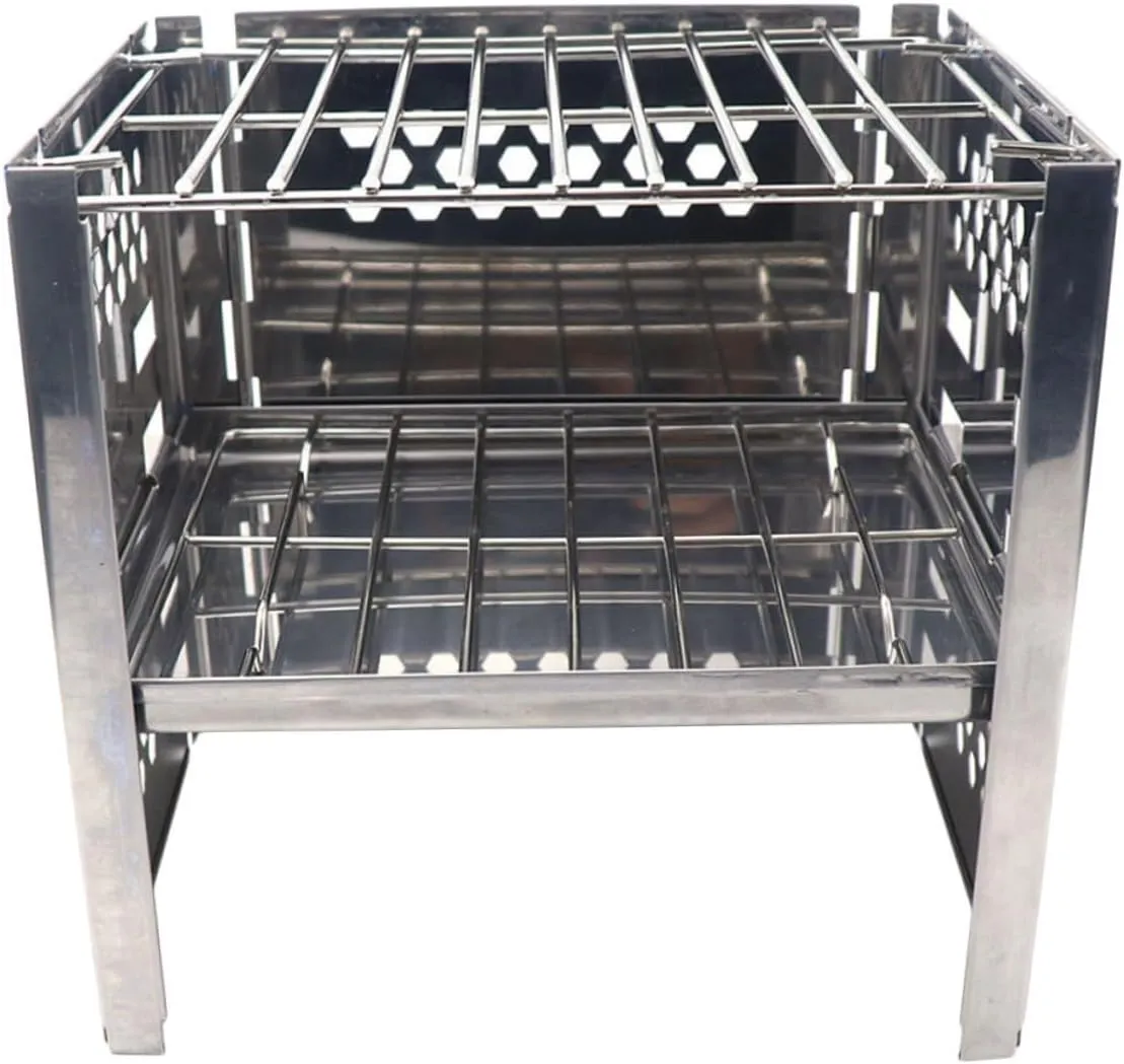 Milisten Portable Charcoal Grill Stainless Steel Bbq Outdoor Camping Stove Grilling Set