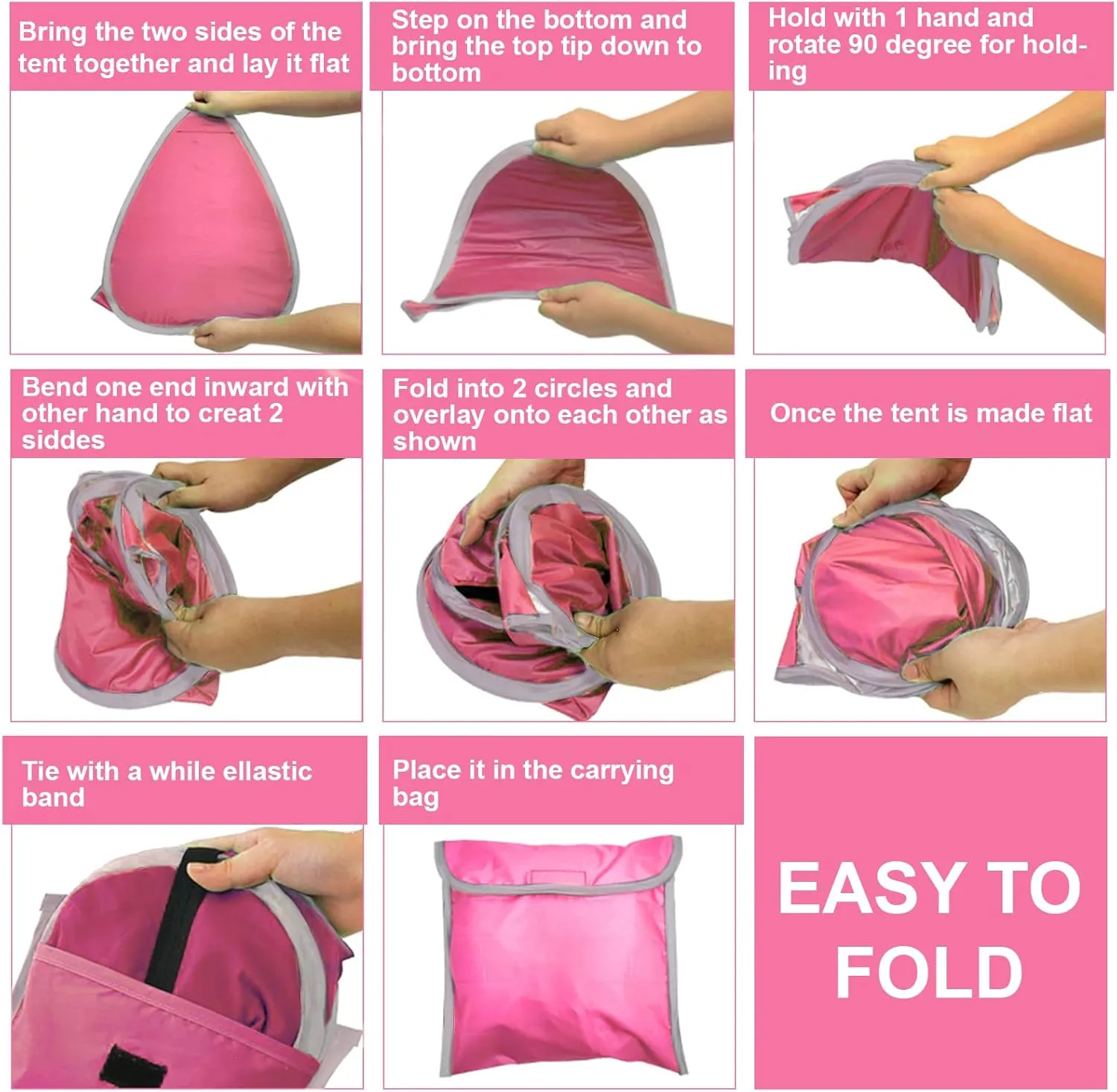Mini Head Shelter Tent, 1 Pack Foldable Pop Up Beach Tent Sun Shelter for Anti-UV Pet Beach Sun Shelter for Outdoor Camping Picnic Beach, Pink-Vinyl M