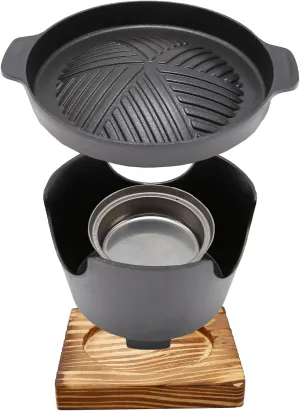 Mini Hibachi Grill - Portable Cast Aluminum Korean BBQ Charcoal Grill