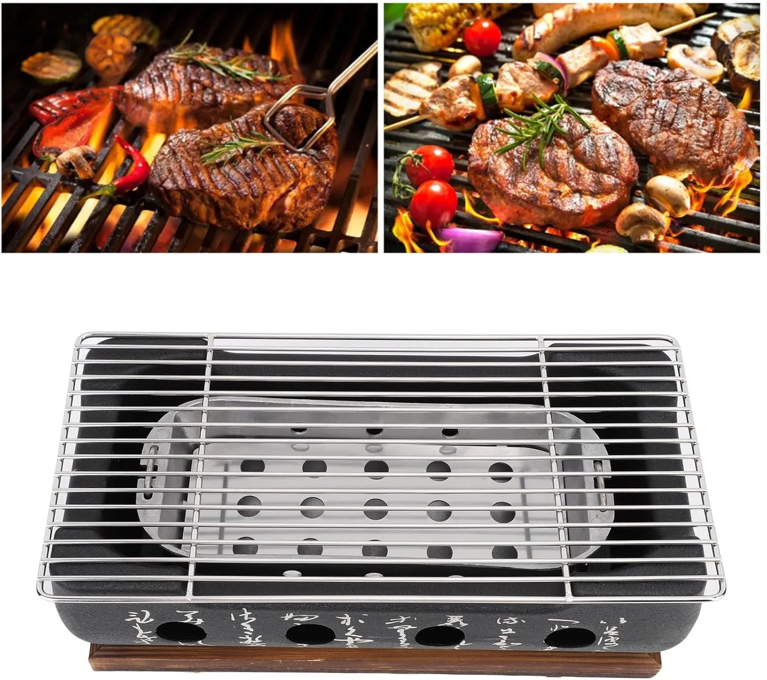 Mini Japanese Charcoal BBQ Grill Stove, Barbecue Stove with Quick Heating Aluminium Alloy Wire Grill Base, Ideal for Camping, Family Gatherings, Picnics (XL)